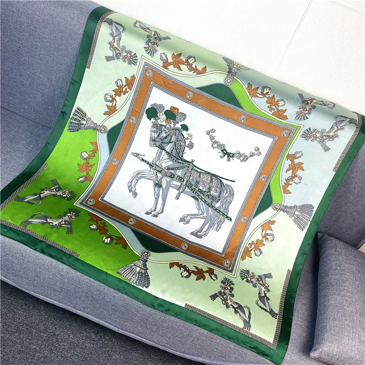 

Fashion Hand drawn minimalist sketch lotus Twill Silk Scarf Women Stylish Horse Print Shawl Hijab Bandana Square Kerchief Turban