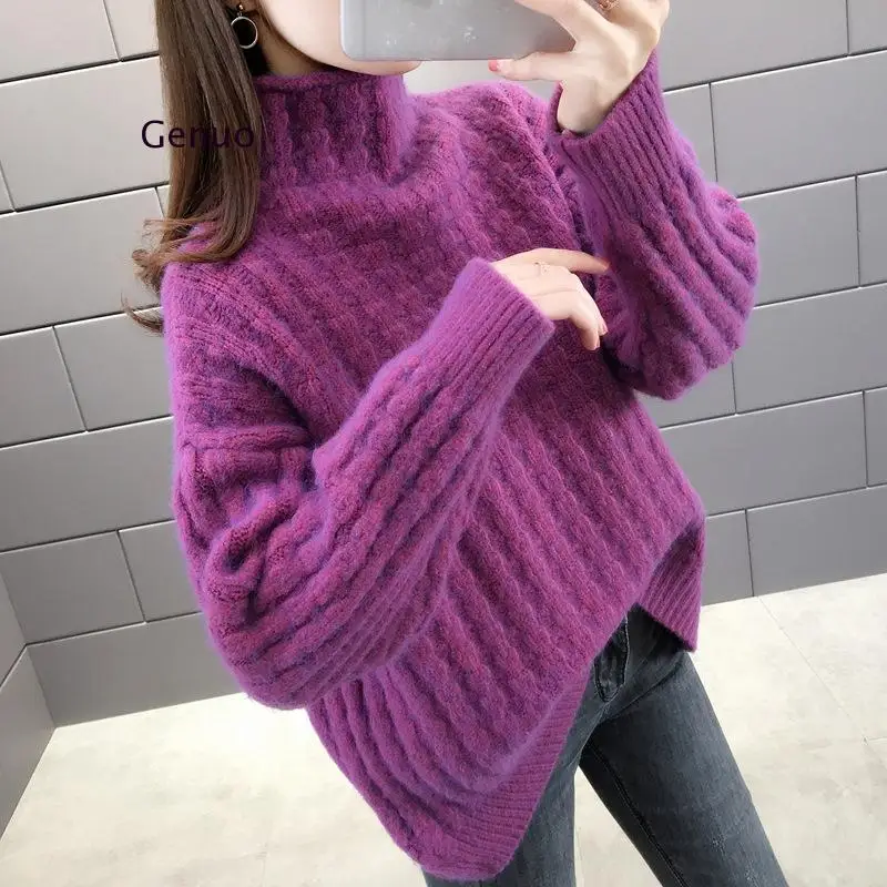 

Pullovers Autumn and Winter New Women Sweaters Bats Shirt Slash Neck Short Paragraph Female Knit Pullovers