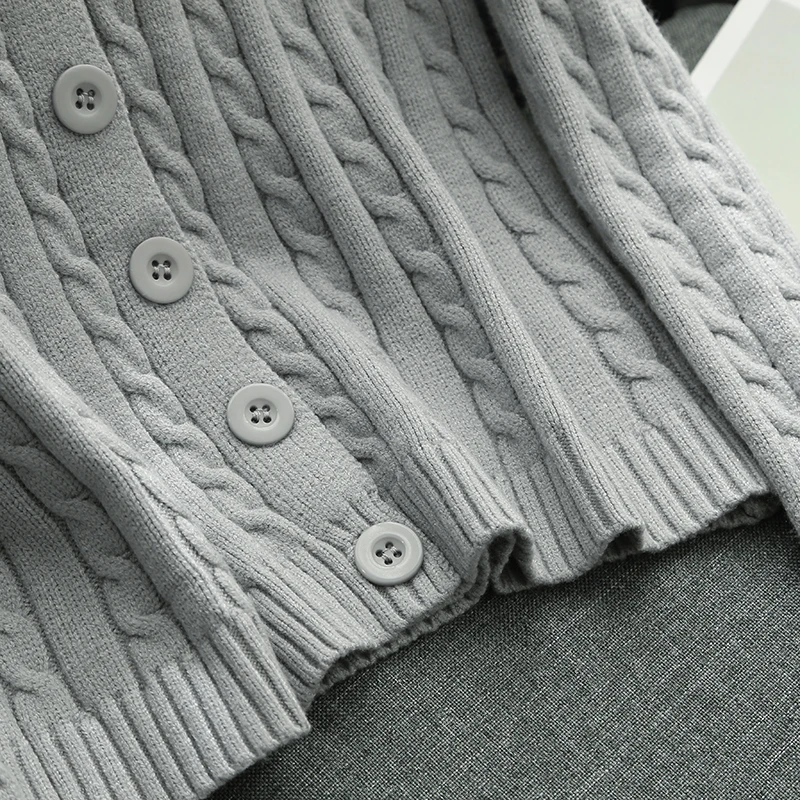 Тонкий элегантный короткий вязаный кардиган-бомбер для девушек пальто 2020 модные