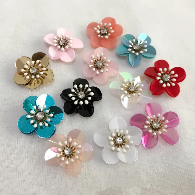 5 шт. вышитая бисером 3D Цветочная заплата с пайетками ручная работа аппликация