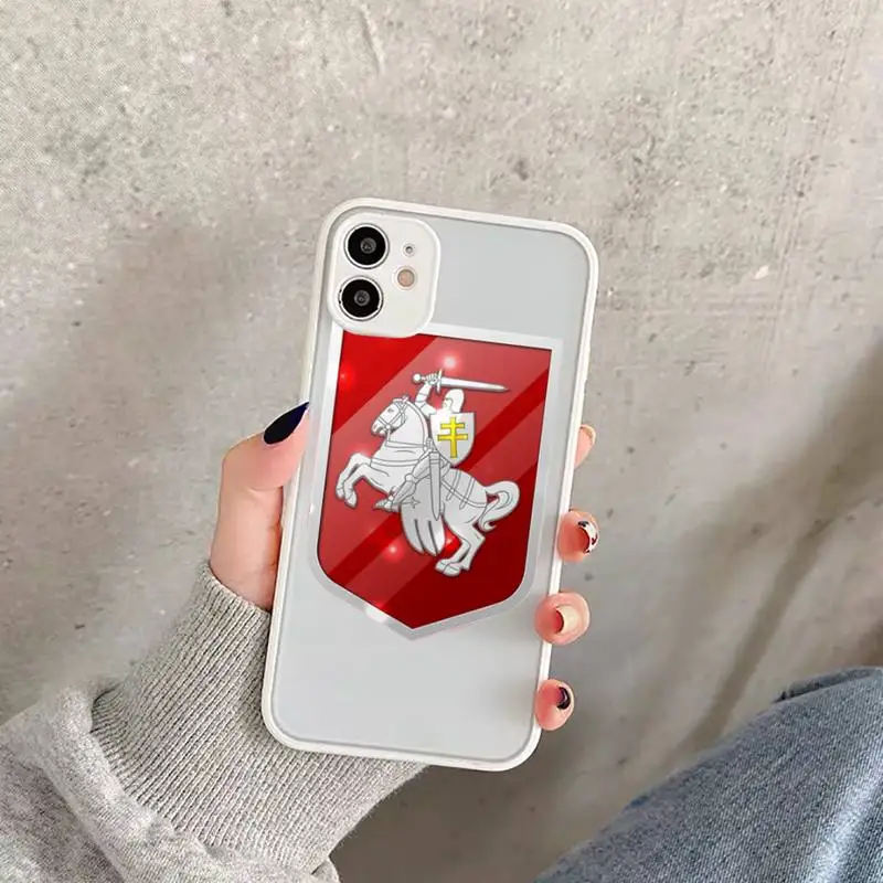 

Republic Belarus National flag Phone Case For iPhone 12 11 Mini Pro XR XS Max 7 8 Plus X Matte transparent White Cover