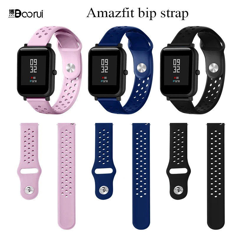BOORUI Amazfit Bip ремешок спортивный дышащий силикон 20 мм ремешок для Xiaomi Huami Amazfit Bip BIT Lite Youth Smart Watch