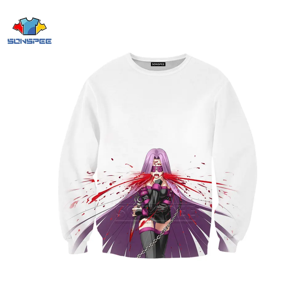 

SONSPEE Fate/stay Night Anime Sweatshirt New Men Women Hoodies Print Cute Harajuku Cute Sleeve Trend Fashion Top O Neck Pullove