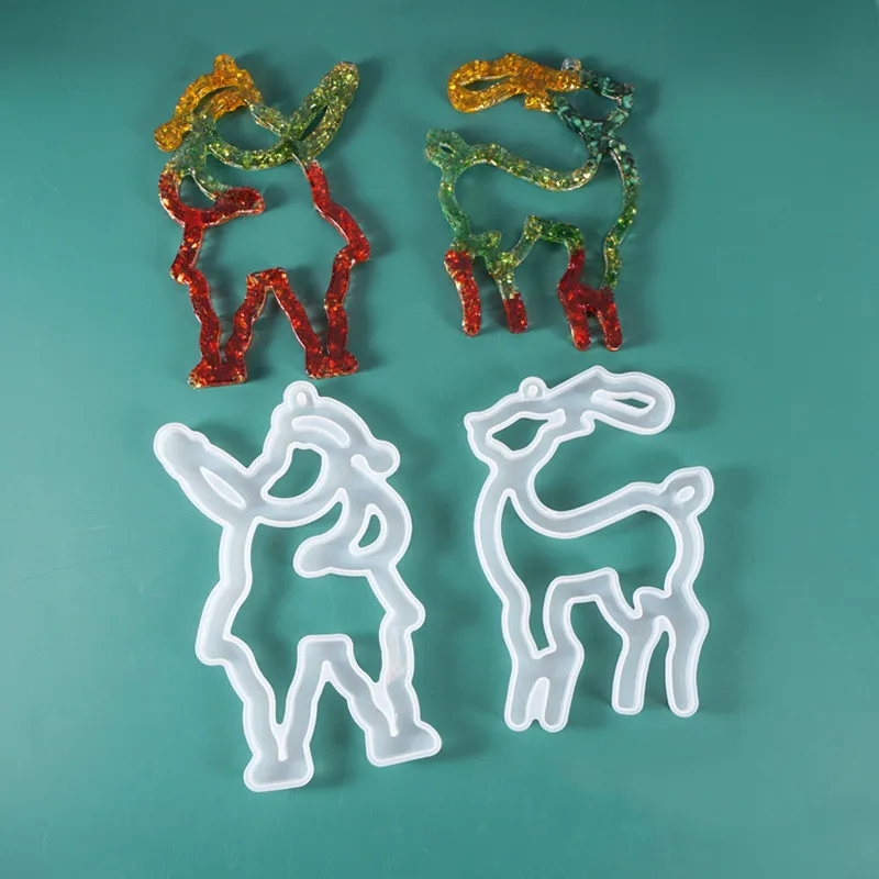 Large Christmas Ornament Hollow Silicone Mold for Resin Art Holiday Star Santa Sweet Home Deco UV Mould Epoxy Crafts |