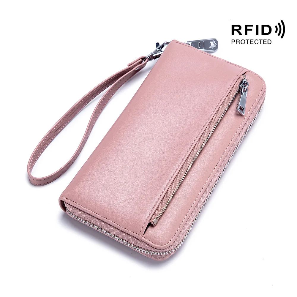 

women big anti rfid leather wallet female clutch phone wallet long leather purse credit card case money bag mothers day gift