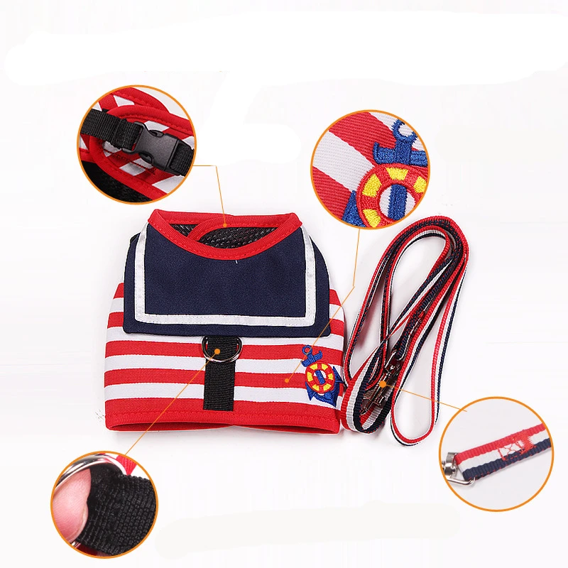 Шлейка для домашних питомцев в стиле ретро ошейник кошек жилет тёмно синего