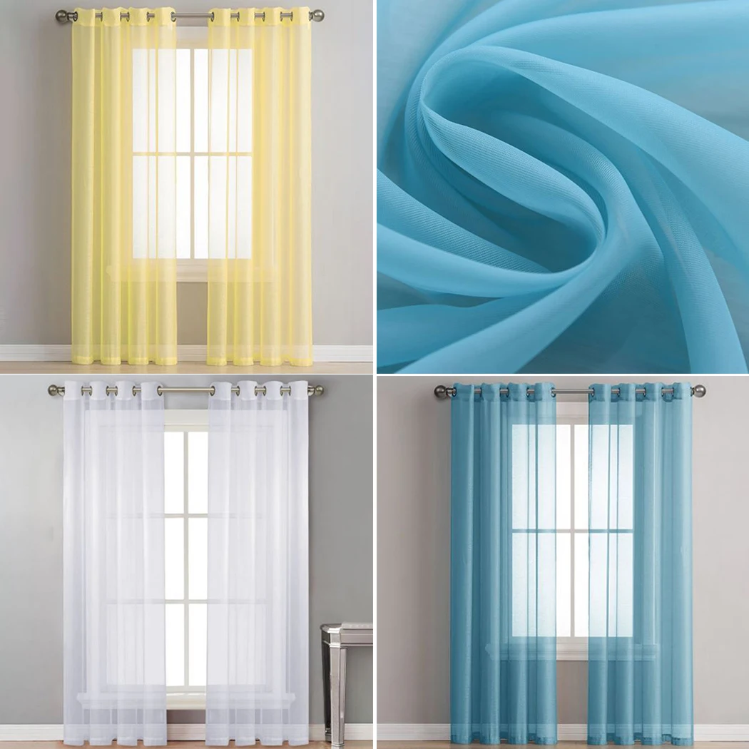 

52W Inch*63L Inch Window Curtains Polyester Fiber Door Voile Tulle Durable