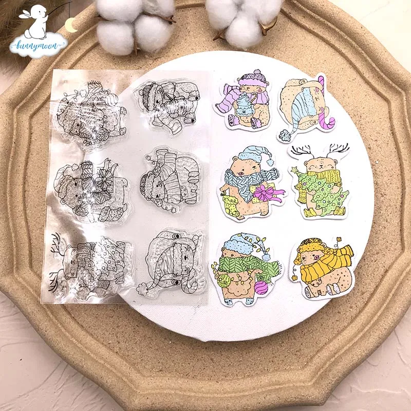 Bunnymoon зимние Животные прозрачный силиконовый штамп/замазка для &quotсделай сам&quot