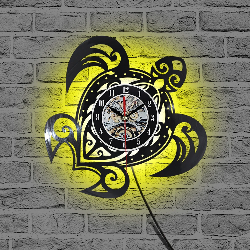 Виниловые настенные часы 7 цветов светодиодный свет запись винтажный виниловые