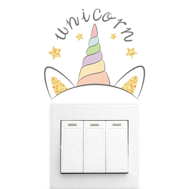 Мультяшные наклейки на стену в виде единорога для украшения детской комнаты