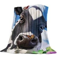 animal cow closeup throw blanket soft comfortable velvet plush blankets warm sofa bed sheets