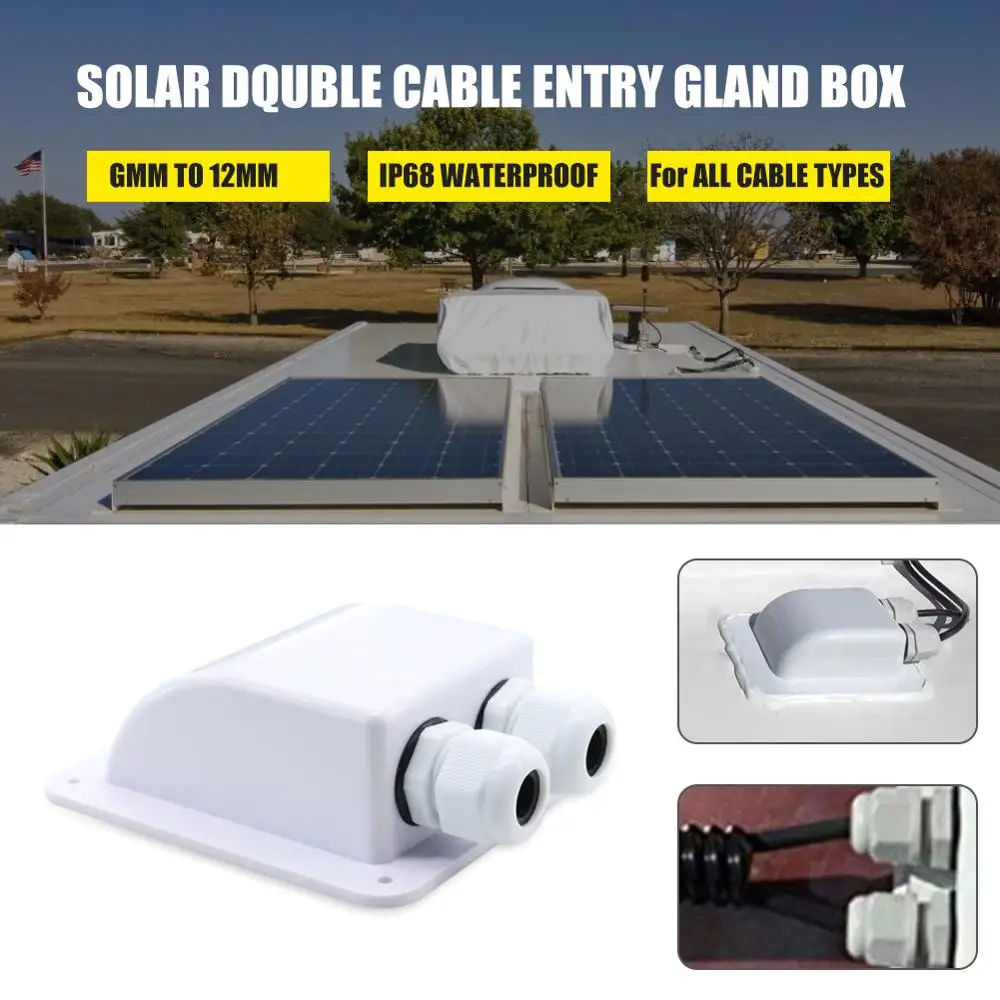 

Double Wire Entry Gland Box Solar Panel Roof Wire Entry Gland Box Cable Motorhome White Double Hole RV Yacht Car Accessories