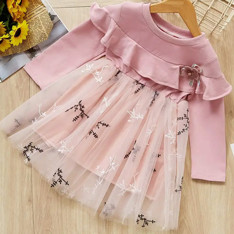 Bear Leader Girls Dress New Autumn Fashion Kids Girl Elegant Princess Dresses Lace Pentagram Children Kid Clothing Vestidos 3 7Y | Детская