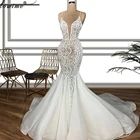 Великолепные белые свадебные платья в стиле бохо, пляжное платье-русалка на бретельках для свадебной вечеринки, прозрачное винтажное платье