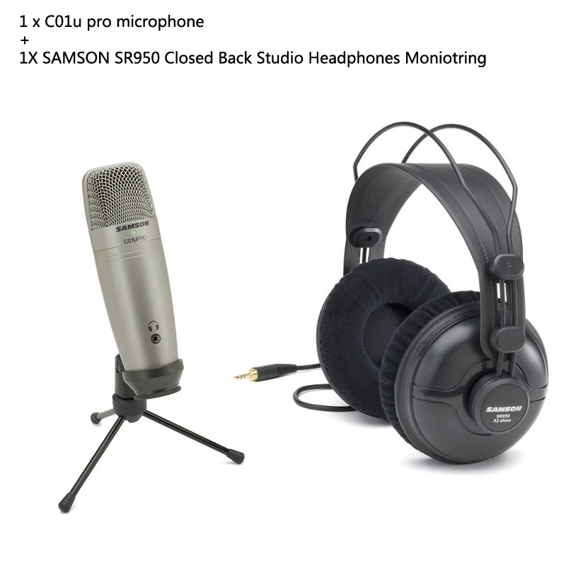 with 950 headphone Samson C01U Pro USB Студийный конденсаторный микрофон для профессионального радио диктофона, речевого повествования - Цвет: with 950 headphone