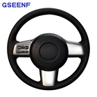 DIY Чехлы рулевого колеса автомобиля Обёрточная бумага черный искусственной кожи типом PU для Mazda 2 2008 2009 2010 2011 2012 2013 2014