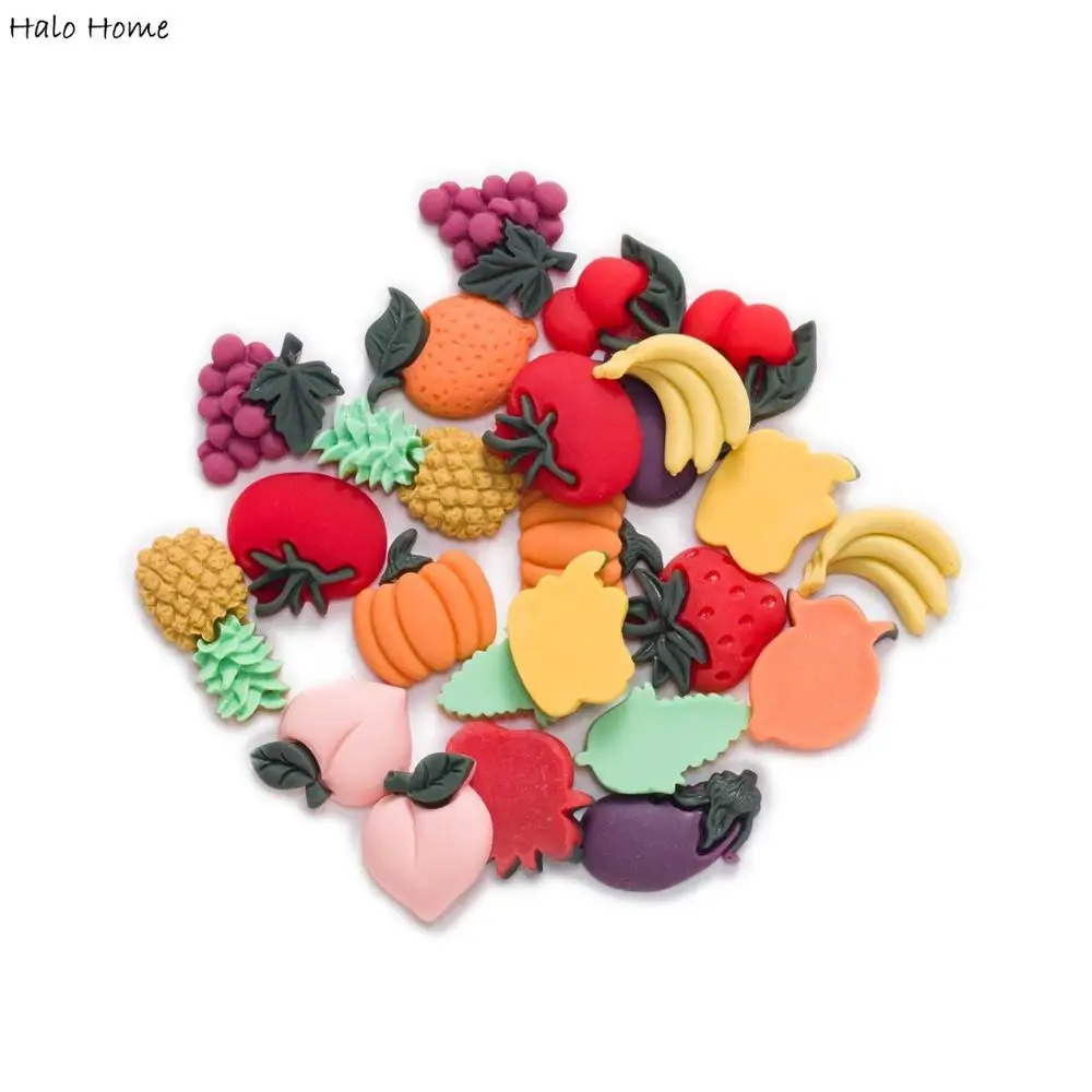 20pcs 3D Fruit Flatback Resin Cabochons Handmade Scrapbook Crafts Headswear Accessories Apparel Jewelry Phone Case Decor 12-20mm