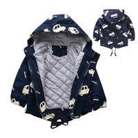 winter boys jackets child kids thick warm catoon cars hooded coats baby girls mid long outwear windbreaker jackets clothing