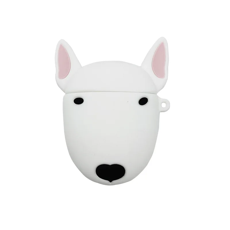 

3D Bull Terrier Case for Airpods Accessories Bluetooth Earphone Case for Airpods 2 Protective Cover Cute Silicone with Keychain