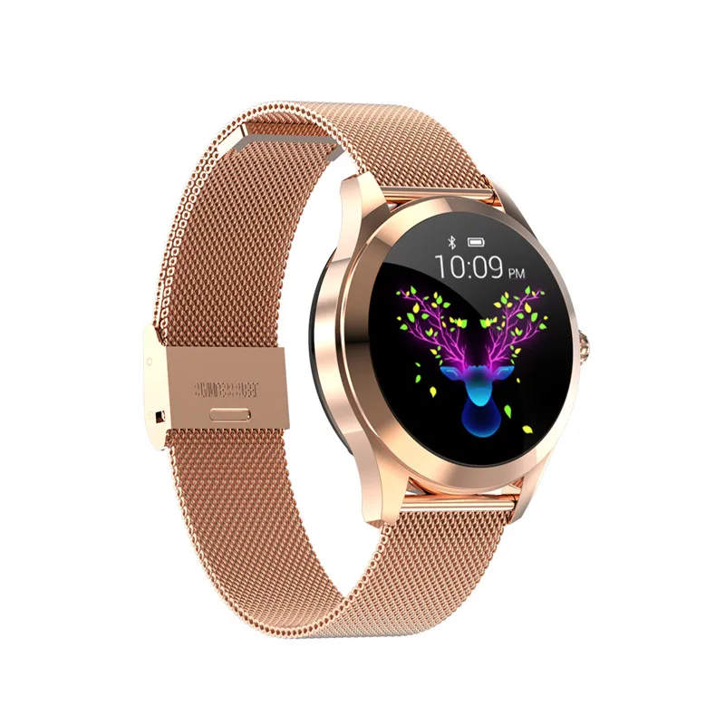Golden Metal Женские Модные Смарт-часы IP68, водонепроницаемые, мониторинг сердечного ритма, Bluetooth, для Android IOS, фитнес-браслет, Смарт-часы - Цвет: Golden Metal