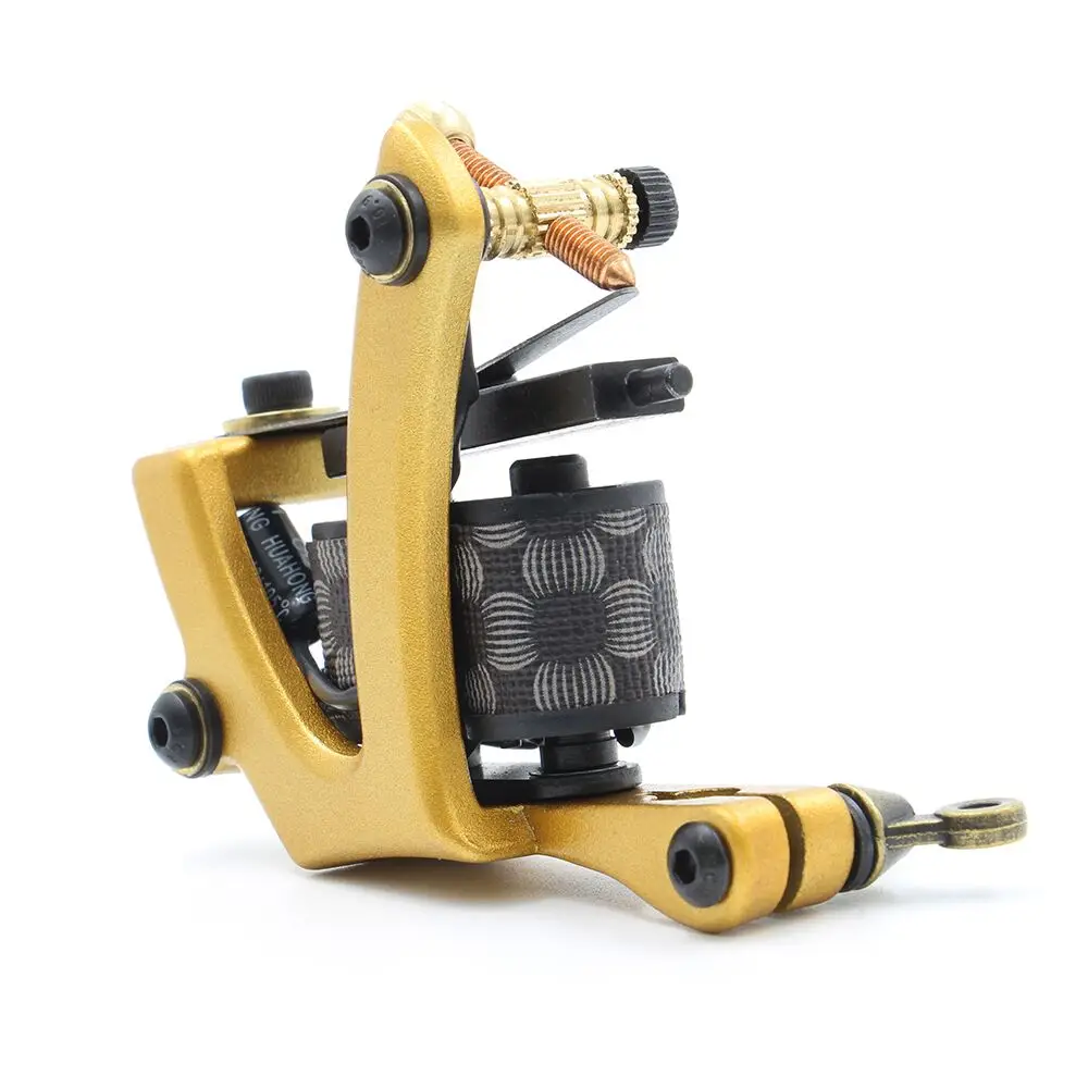 "Yangna Coil Tattoo Machine 10 Warps Tattoo Guns Iron Handmade Yellow