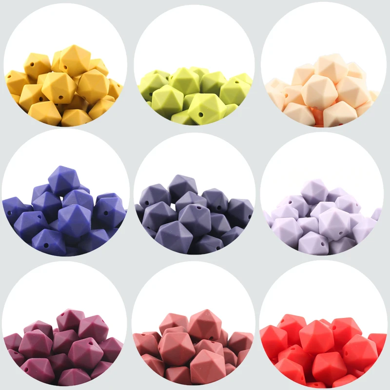 Let's Make 30pcs 14mm Silicone Beads Hexagon BPA Free Silicone Teether DIY Teething Toy Baby Chewable Accessories Baby Teether