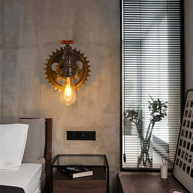 Промышленный винтажный светильник в стиле ретро Лофт железная деревянная