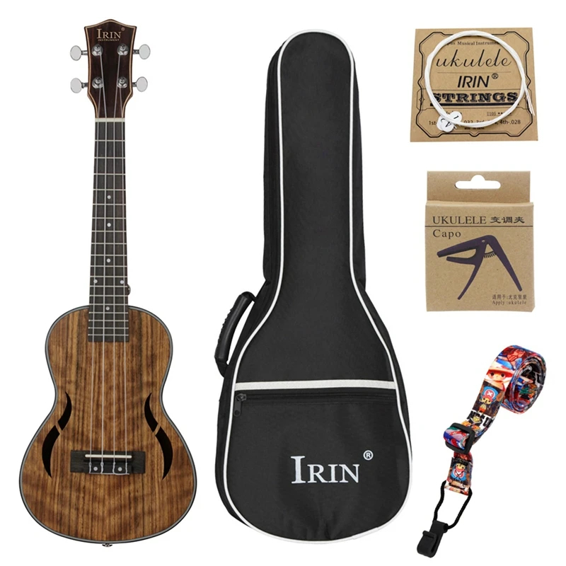 

Irin Concert Ukulele Kits 23Inch Walnut Wood 18 Fret Acoustic Guitar Ukelele Bag Capo Strap Mahogany Neck Hawaii 4 String Guitar