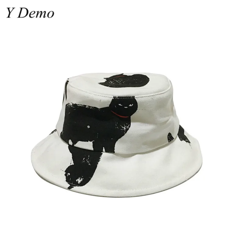 Новая Милая Черная кошка Рыбацкая шляпа для улицы Солнцезащитная Панама |
