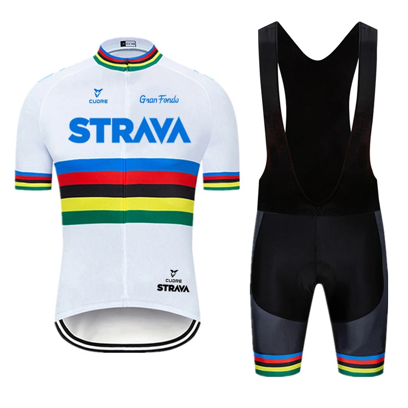 

2021 STRAVA Summer Cycling Jersey Set Breathable Team Racing Sport Bicycle Jersey Mens Cycling Clothing Short Bike Jersey