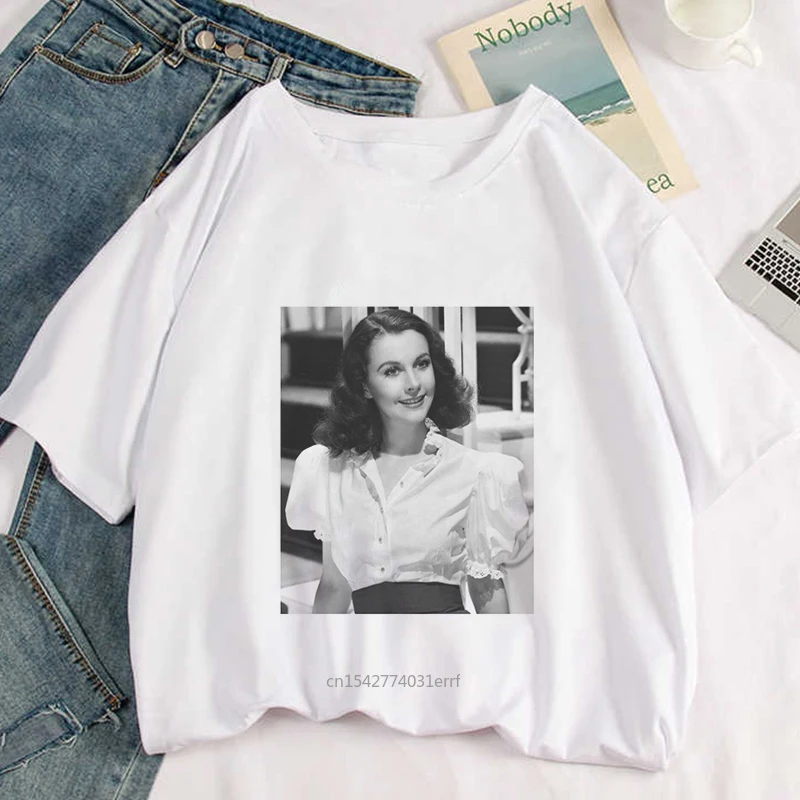 

Summer White Aesthetic Streetwear Vivien Leigh Sexy Crew Neck Tops Vintage Harajuku Vogue Female T Shirt