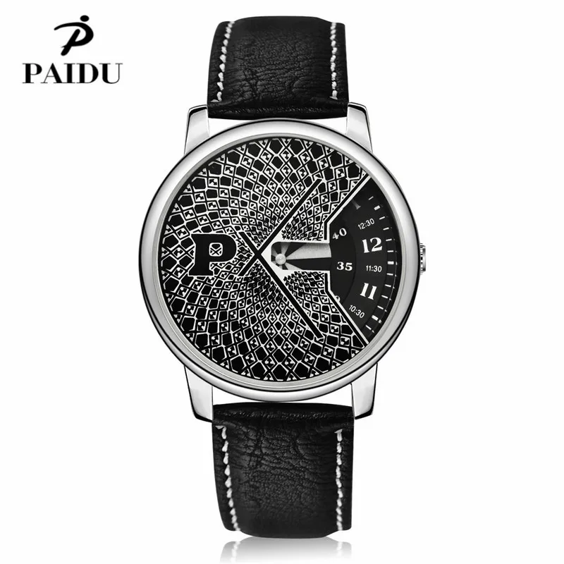 Часы наручные мужские с кожаным ремешком модные брендовые креативные