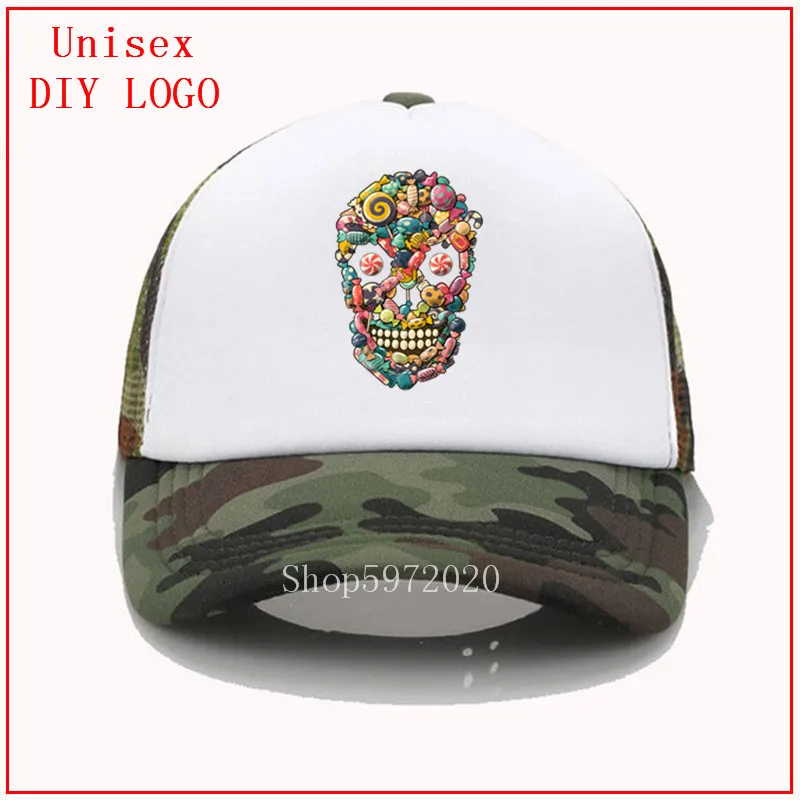 Модная сетчатая Кепка с изображением конфет черепа милой еды принтом бейсболка