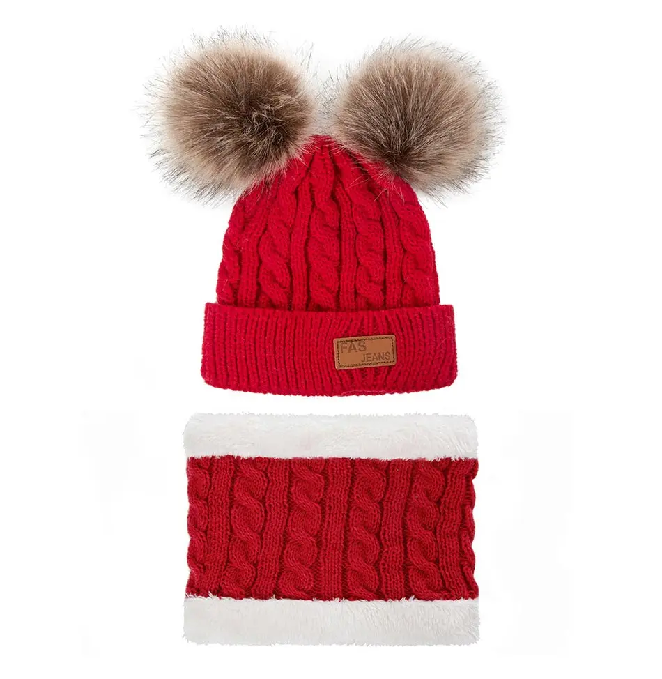 REAKIDS детские зимние шапки Pom теплая шапка для младенца меховые шарики девочек и мальчиков шапки s зимние детские шапки s толстые вязаные детские шапки