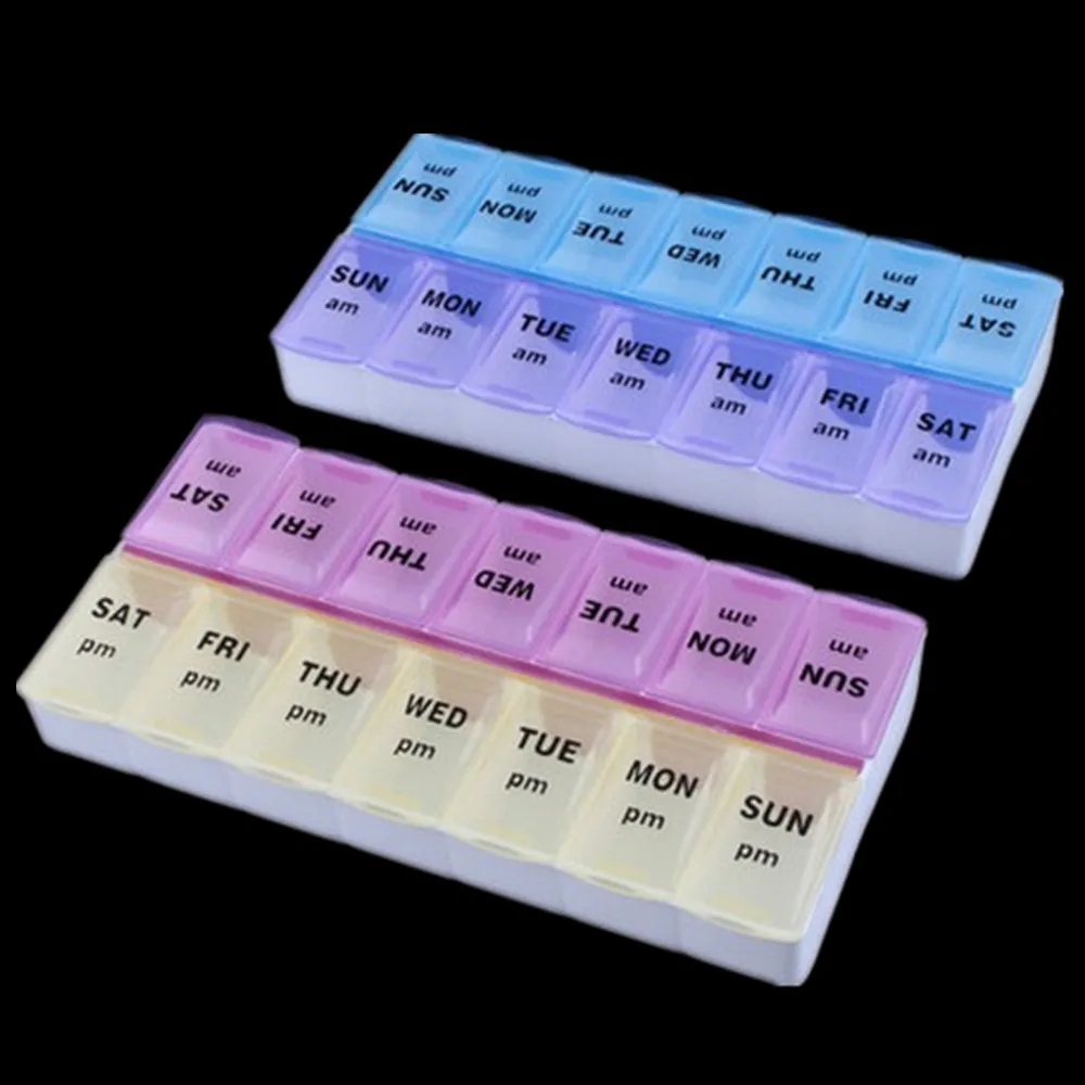 

7 Day Pill Box Medicine Tablet Dispenser Organiser Weekly Storage Case For Am Pm Travel Medicine Storage Box, Easy To Carry#p30