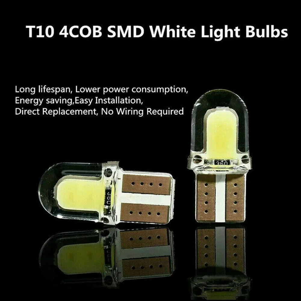 

10Pcs W5W T10 LED COB 194 168 Wedge Clearance Light Bulb Auto License Plate Reading Car Door Trunk Car Lamp White Lights