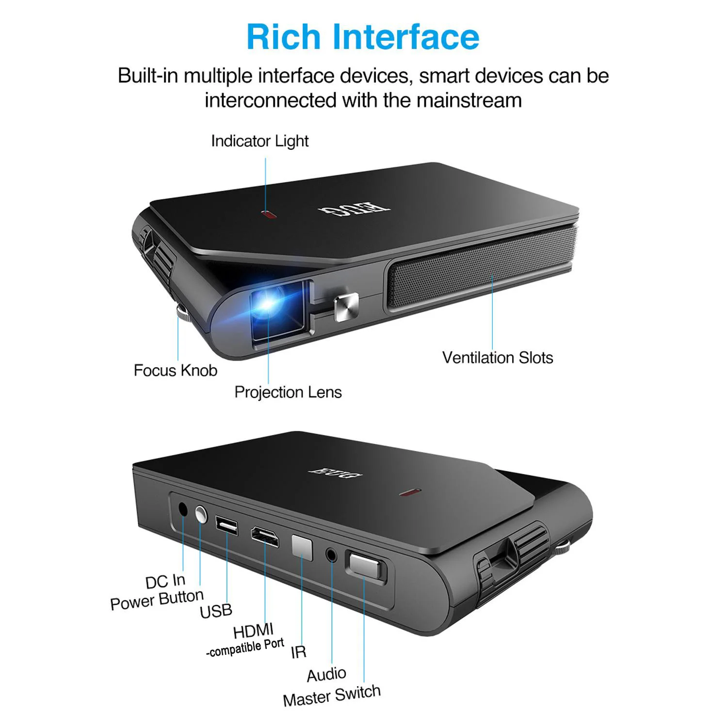Карманный Wi Fi проектор Мини HD DLP батарея поддержка 1080P Airplay 3D маленький