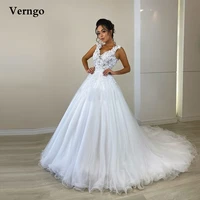 verngo modern a line 2 in 1 short wedding dressses with detachable overskirt 3d lace applique v neck saudi arabic bridal gowns