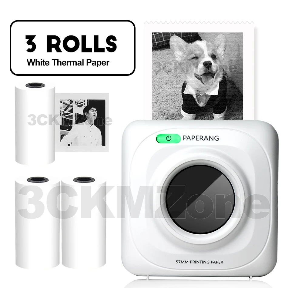 Add 3White Paper Карманный безчернильный принтер PAPERANG P1 Mini Bluetooth 4,0 термальный фото телефон карманный принтер для Android iOS Телефон GZM5807 - Цвет: Add 3White Paper