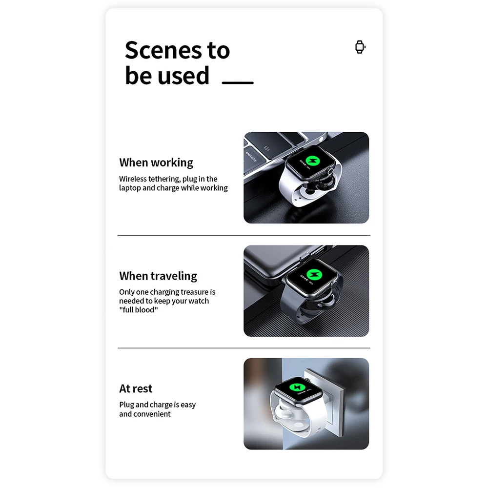 

Portable Wireless Charger for Apple Watch 6 SE 5 4 Charging Dock Station 2 in 1 USB Magnetic Charger Cable for IWatch Series 5 4