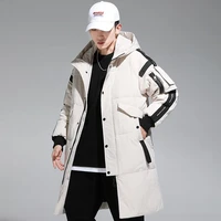 90 padded white duck down new parka coat thick mid length mens snow jacket hooded thick warm windbreaker mens winter jacket