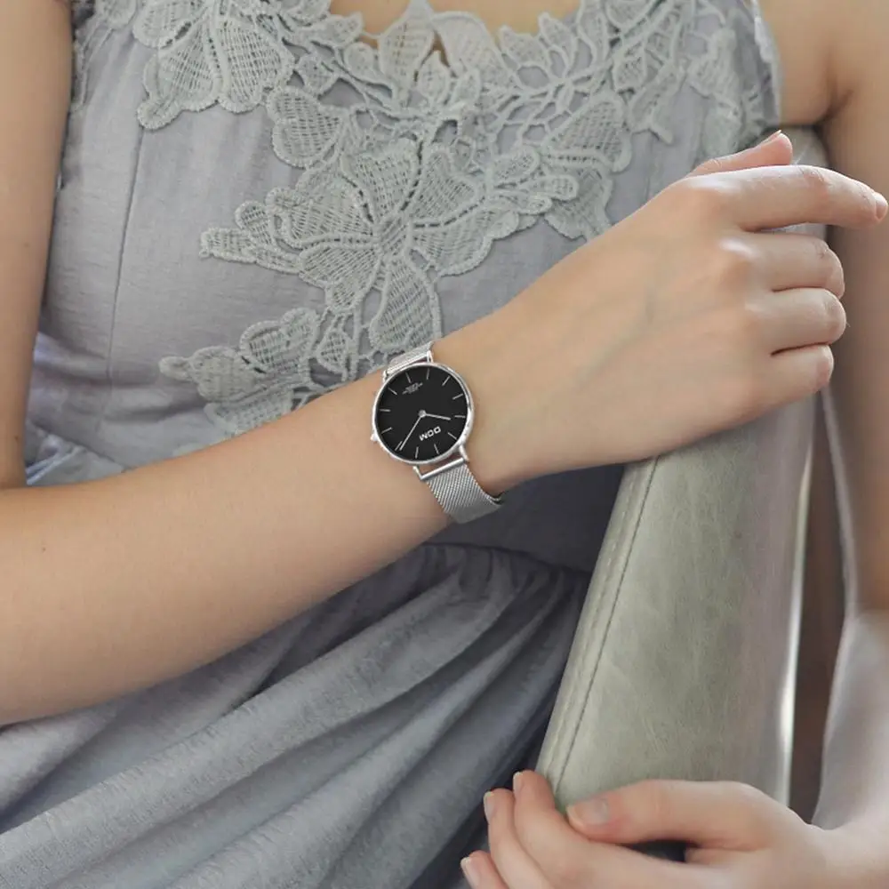 Женские часы DOM из нержавеющей стали с серебристой сеткой Топ бренд роскошные