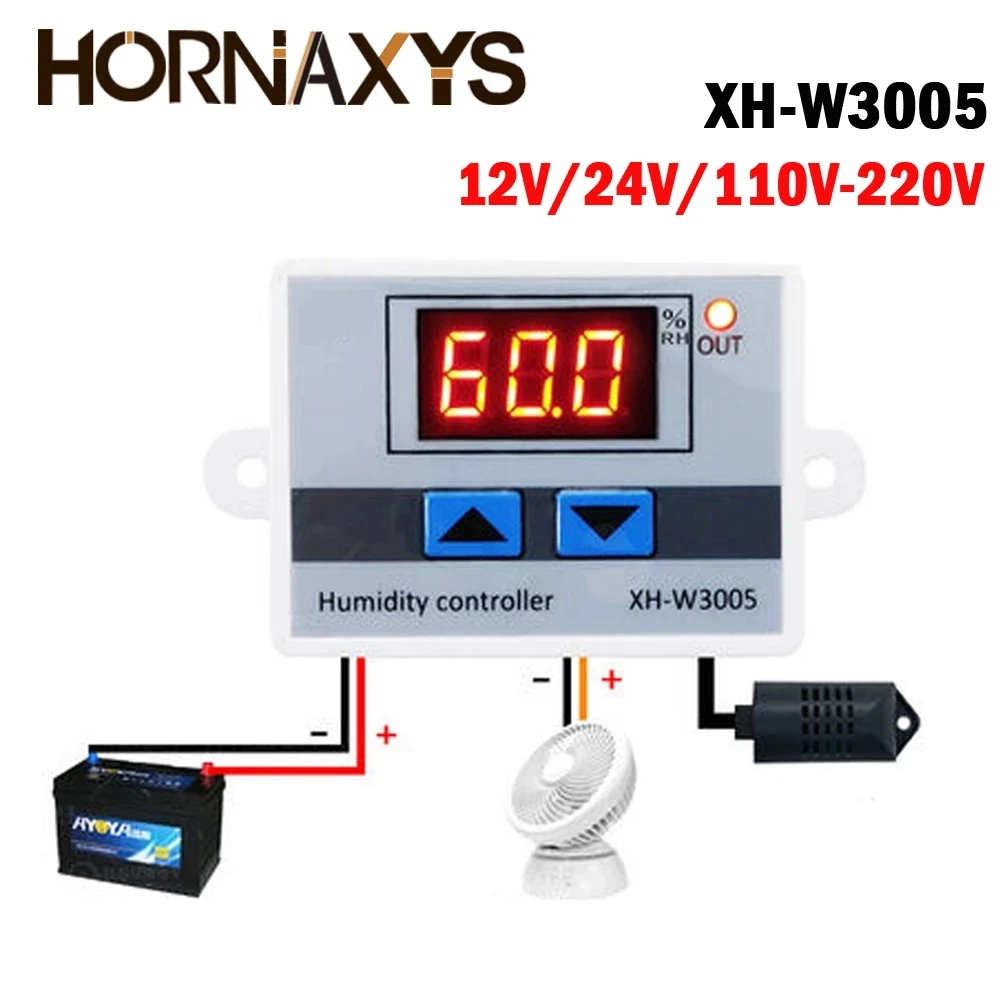 

W3005 110-220V 12V 24V Digital Humidity Controller instrument Humidity control Switch hygrostat Hygrometer SHT20 Humidity sensor