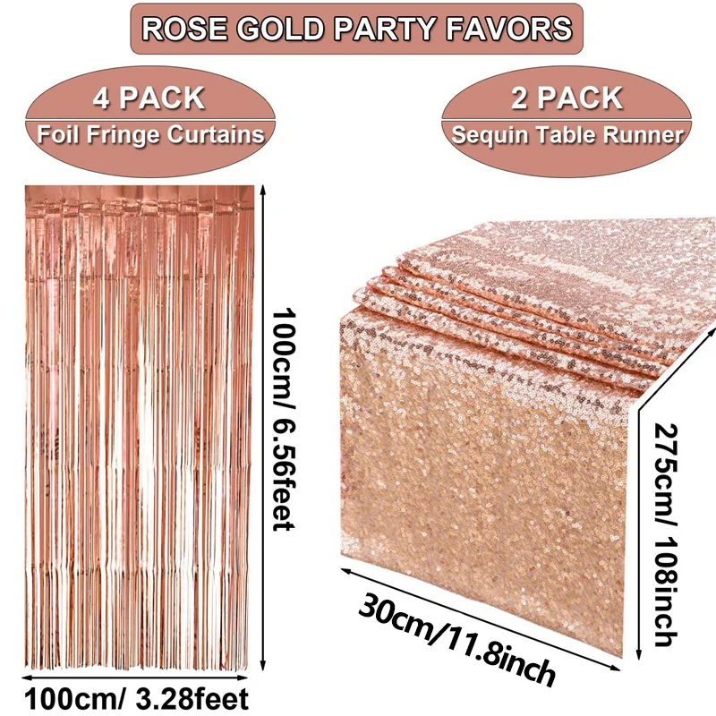6 шт. комплект украшений для вечеринки из розового золота 2 12 на 108 дюймов