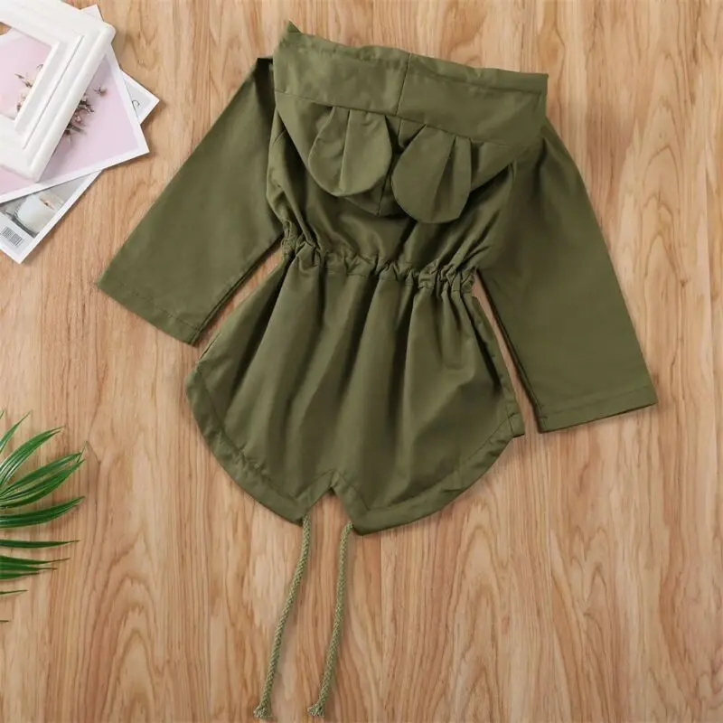 2020 Autumn Spring Infant Boys Girls Baby Trench Coat Solid Single Breasted Ears Hooded Tops 2 Colors | Детская одежда и обувь