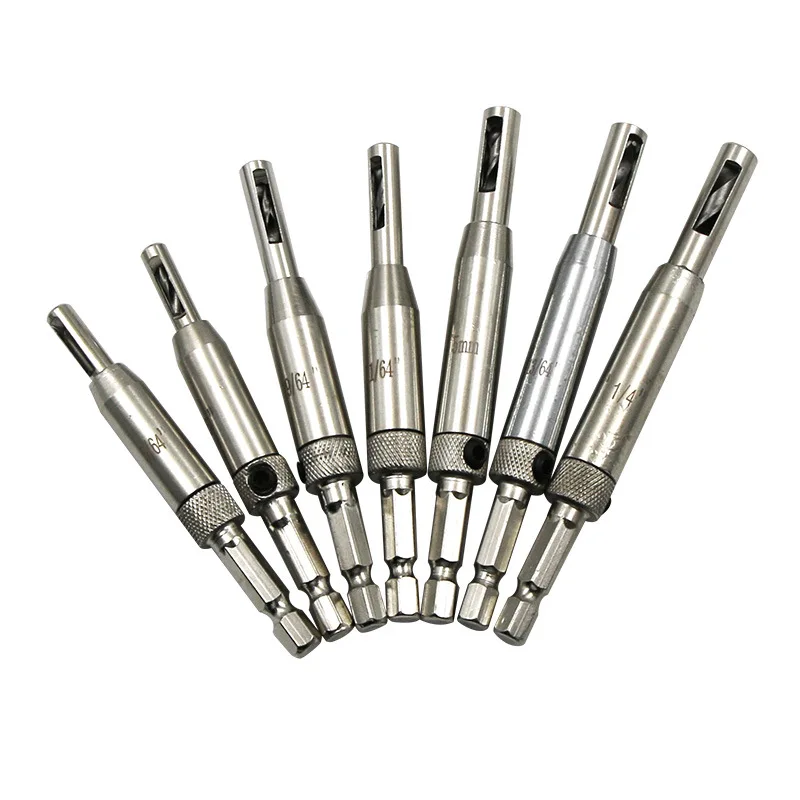 8Pcs/set Hinge Hole Drilling Set 1/4" Shank Woodworking Punch Hexagon Positioning Pocket Bit Tools for Door and Window | Инструменты