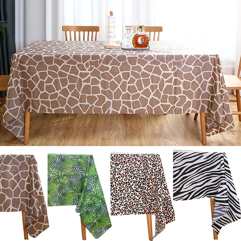 

1pcs Jungle Animal Disposable Tablecloth Plastic Jungle Safari Table Cloth Happy Birthday Party Decoration Supplies Table Covers