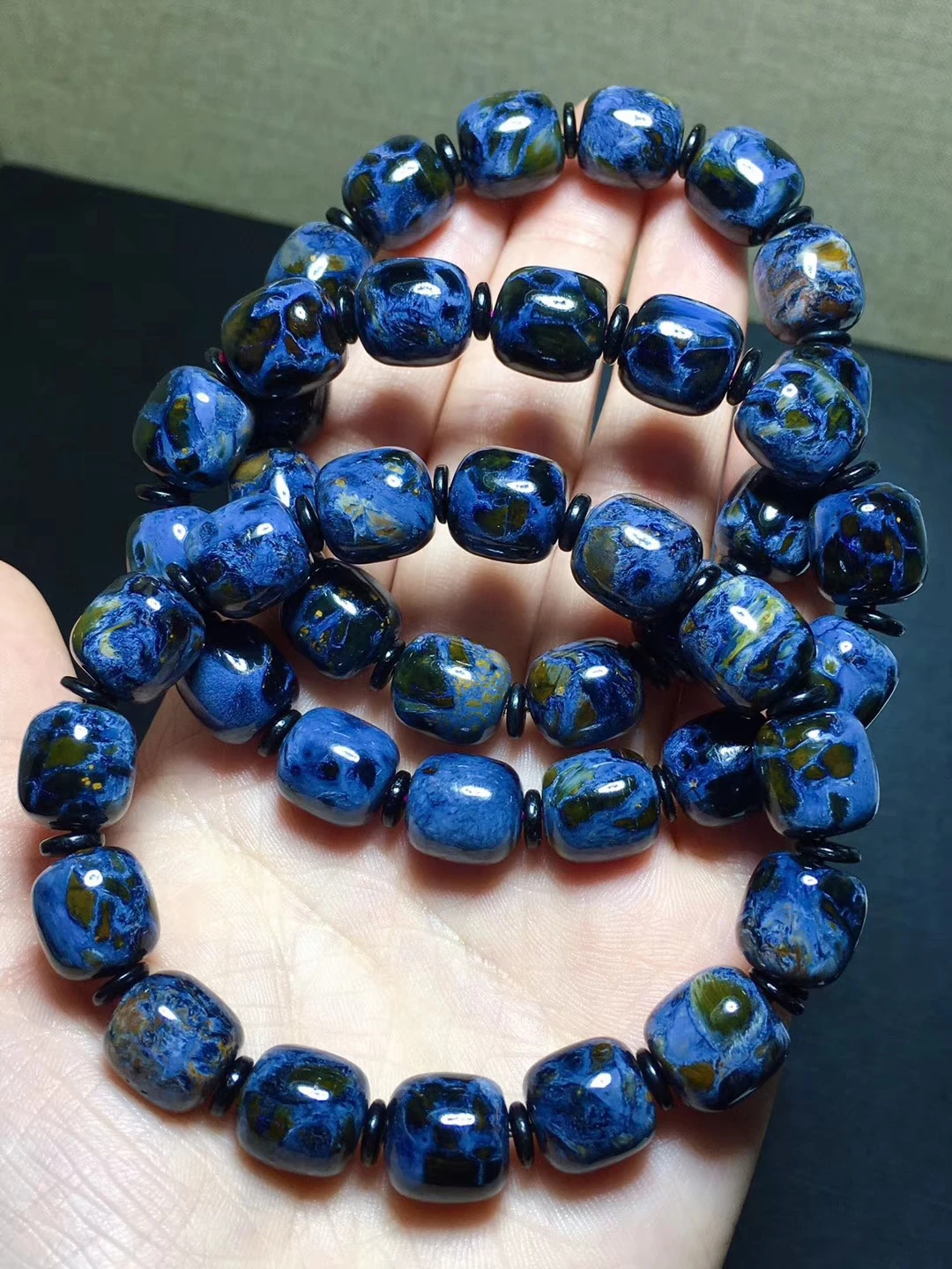 Браслет из натурального природного камня синий/желтый 10 х12 мм FPPJ 7 5 дюйма