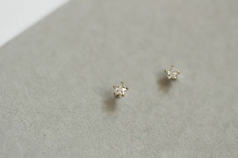 14K gold crystal stars small and exquisite beautiful earrings Small Gold Color Earring For Women | Украшения и аксессуары