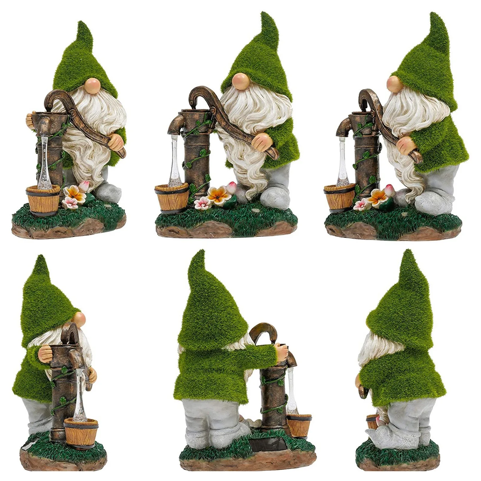 

40# Outdoor Solar Garden Ornaments Resin Dwarf Confucian Statue Yard Garden Decor Present Garden Decoration Outdoor Accessory